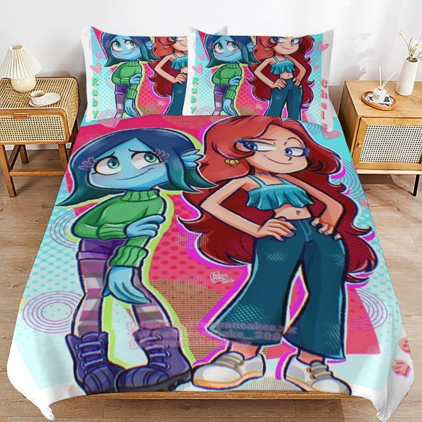 Ruby Gillman - Juego de cama de 3 piezas para niños, diseño de Kraken, supersuave, con 1 funda de edredón y 2 fundas de almohada, ideal como regalo de decoración de dormitorio para niños, niñas,