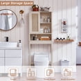 thumbnail image 4 of Over The Toilet Storage Cabinet Bathroom Shelves Organizer Space Saver Freestanding Restroom Shelf with Doors Anti-Tip Device Adjustable Shelf, Grey White, 4 of 7