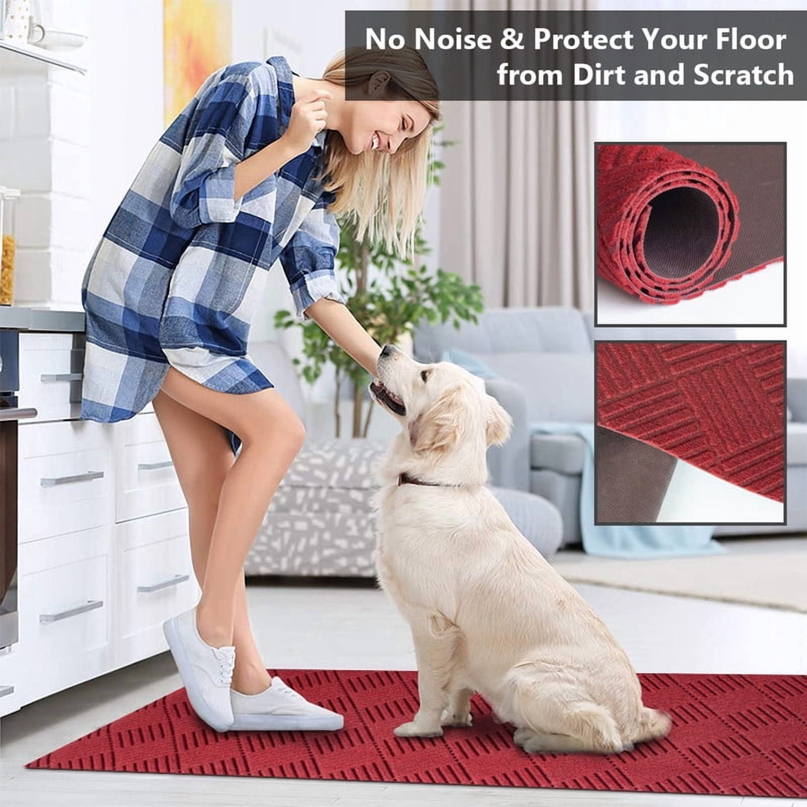Fas Home Runner Rugs 1FTX14FT Indoor Outdoor Hallway Runner with Rubber Backing Non-Slip Carpet Washable Area Rugs Custom Sizes for Entryway Kitchen Laundry Room Balcony Patio Red