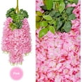 thumbnail image 2 of Babibeauty 12 Pack 3.6 Feet Artificial Fake Wisteria Vine Ratta Hanging Garland Silk Flowers String Home Party Wedding Decor (Pink), 2 of 9
