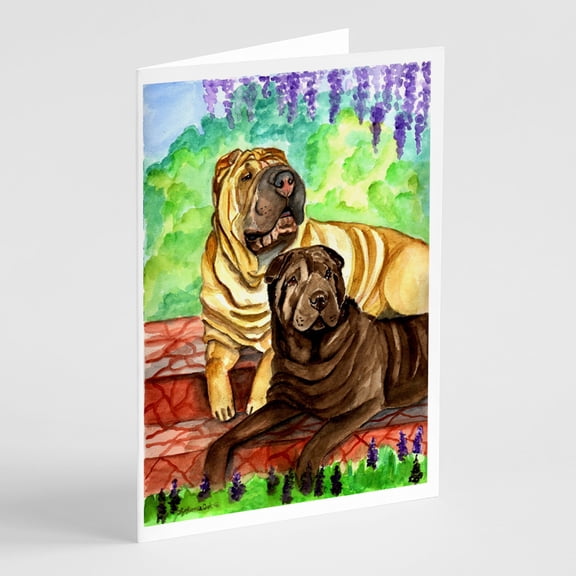 Shar Pei Fawn and Chocolate Greeting Cards and Envelopes Pack of 8
