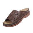 thumbnail image 2 of Womens Slide Sandals Arch Support Flower Graphic Platform Open Toe Cork Footbed Casual Sandals Non-Slip Comfortable Adjustable Buckle Slippers for Daily Walking, 2 of 5