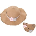thumbnail image 1 of Sombrero de 56-58cm de circunferencia, sombrero para el sol para mujer, Sombrero de Paja de verano, protector solar, sombrero para el sol y conjunto de bolsa de paja, 1 of 5