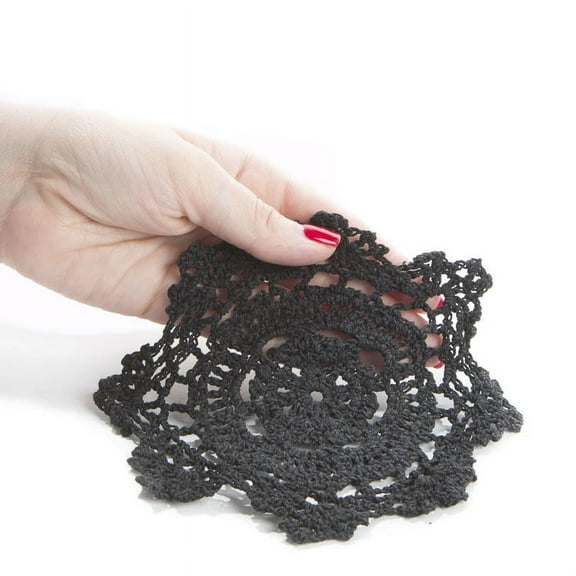 12 Factory Direct Craft 6" Black Round Cotton Hand Crocheted Lace Doilies