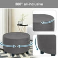 thumbnail image 5 of Round Ottoman Slipcovers Stretch Cover Soft Velvet Non Slip Footstool Cover-Gray blue-Small, 5 of 6