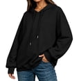 thumbnail image 2 of Taqqpue Women Long Sleeve Shirts Lightweight Drawstring Hooded Sweatshirt Loose Fit Fall Winter Oversized Pullovers Tops with Pockets for Women, 2 of 6