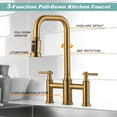 thumbnail image 5 of Double Handle Bridge Kitchen Faucet with Advanced Spray in Gold, 5 of 8