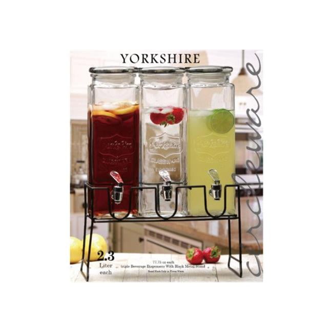 0.5 gal Triple XL Tall Yorkshire Beverage Dispensers with Black Lids