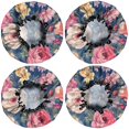 thumbnail image 2 of Shower Caps,Pioneer Flower Floral Print Pattern Waterproof Shower Cap for Women 4 Pieces,Double Reusable Hair Cover for Shower PEVA Elastic Stretch Hem, 2 of 7