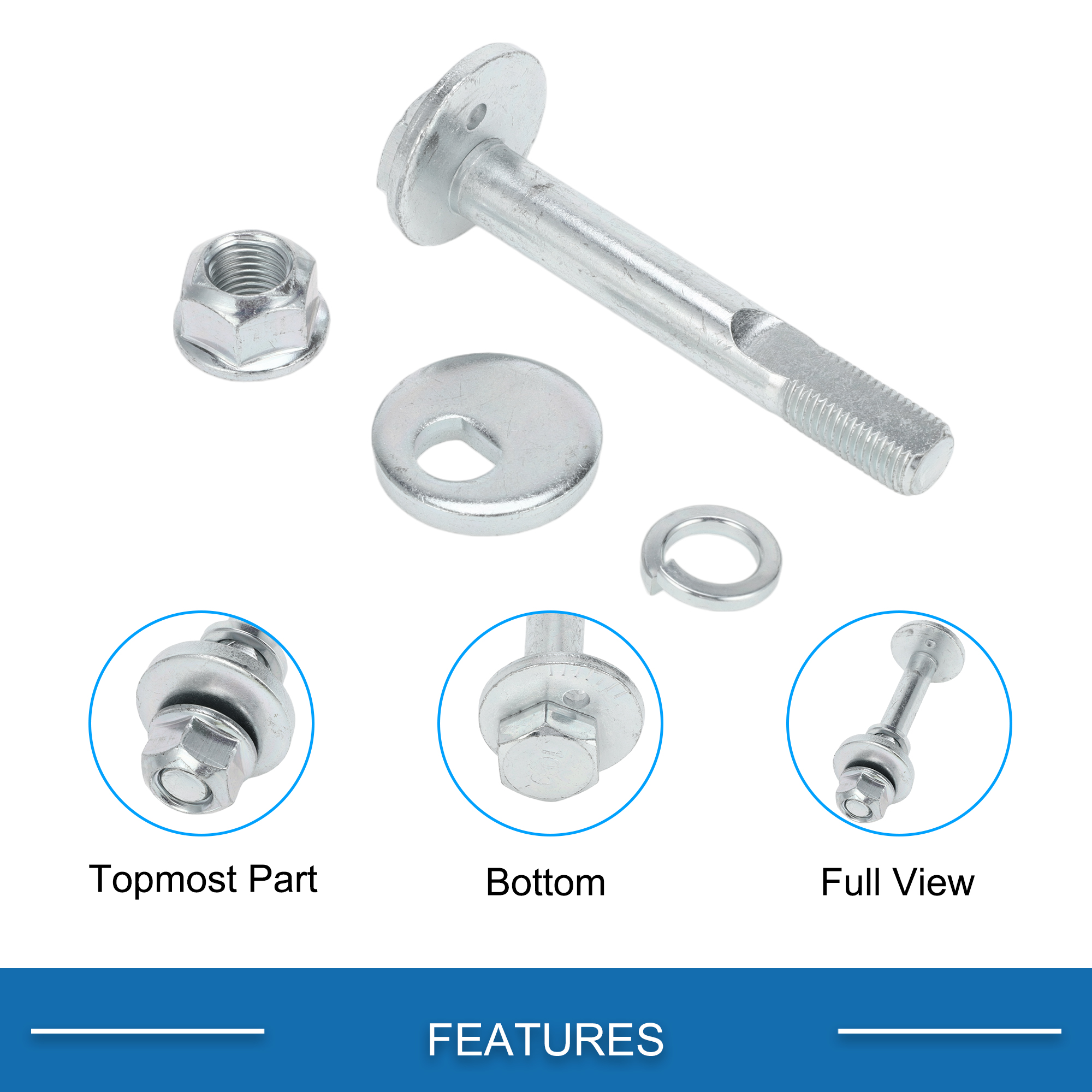 Unique Bargains Camber Alignment Bolt Kit For Hyundai Santa Fe 00-06 Metal Silver Tone