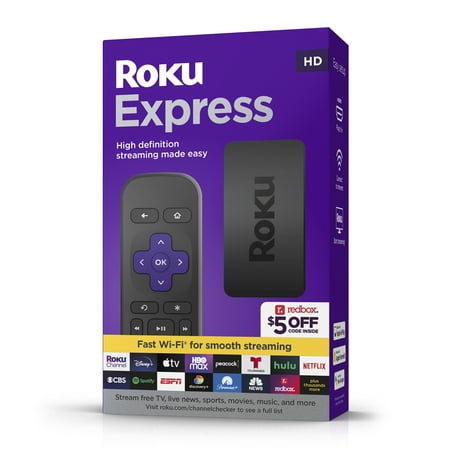 (2 pack) Roku Express (New) HD Streaming Device with High-Speed HDMI Cable and Simple Remote (no TV controls), Guided Setup, and Fast Wi-Fi