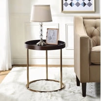 Genoa Round Tray Table with Sturdy Iron Frame and Espresso Finish