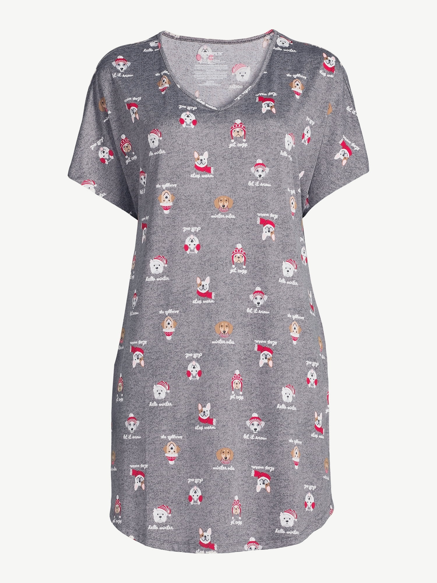 Joyspun Women's Dog Print Sleep Shirt, Sizes up to 3X - Walmart.com