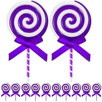 NOGIS 12Pcs Christmas Candy Cane Plastic Candy Decorations Peppermint Ornaments for Christmas Tree Candy Lollipop Craft Decor for Xmas Home Party Supplies (Purple)