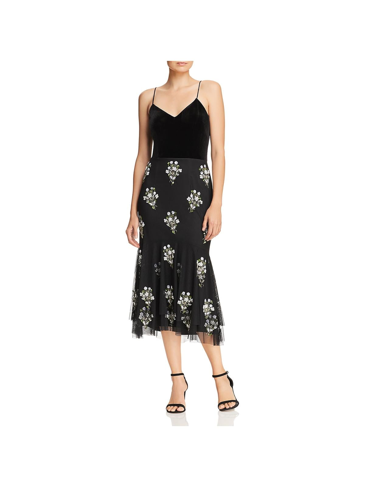 Adrianna Papell Women's Beaded Midi Dress — Fit & Flare With Sheer V-Neck, For Cocktail Parties & Weddings