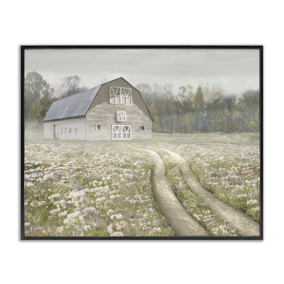 Stupell Industries Traditional Wildflower Delight Barn Black Framed Giclee Art, 14 x 11, by Amber Sterling