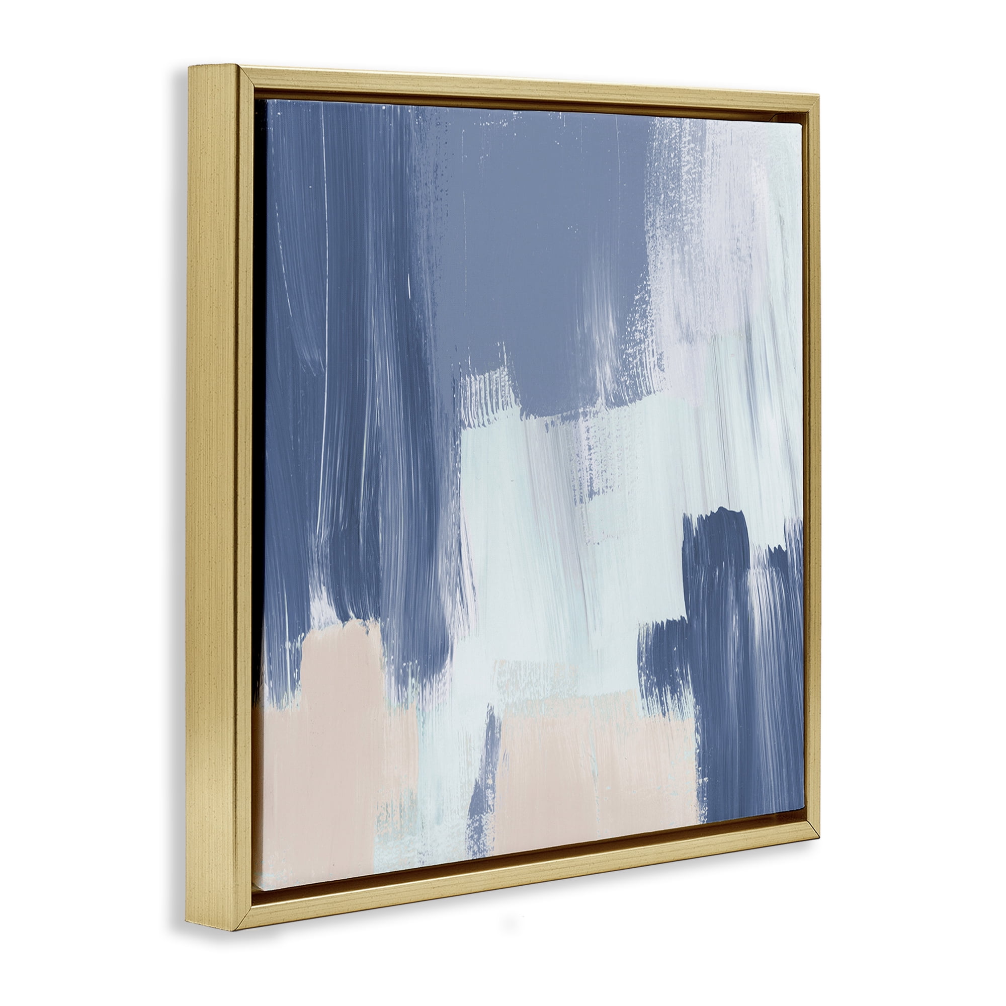 Stupell Industries Restless Blue Mind Abstract Abstract Painting Gold Floater Framed Canvas Art Print Wall Art, 25 x 25