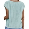 thumbnail image 4 of Xuanfei Women Lace Trim V Neck Cap Sleeve Cutout Solid Top, 4 of 4