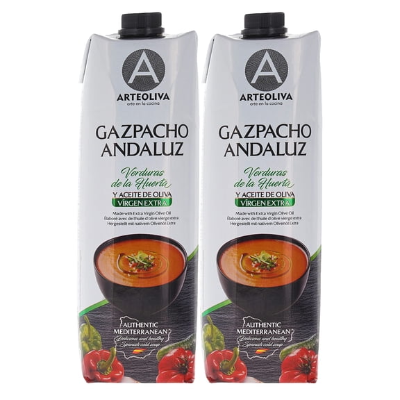 Arteoliva Gazpacho Andaluz with Extra Virgin Olive Oil - 1L (Pack of 2)