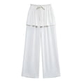 thumbnail image 3 of Guluxicc Womens Wide Leg Pants Elastic Waist Drawstring Ruffled Bottom Lounge Trousers Summer Casual Outfits for Everyday Wear, 3 of 5