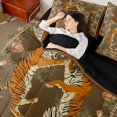 thumbnail image 5 of Manfei Vintage Tiger Queen Bedding, Retro Aztec Flower Bedding Comforter Set Queen, Brown, Black Reversible, 7 Pieces, 5 of 6
