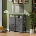 thumbnail image 3 of HLDIRECT Dresser for Bedroom with 6 Drawers, Fabric Chest of Drawers with Open Shelves & Side Storage Bags, Storage Cabinet with LED Lights for Living Room, Closet, Entryway, Gray, 3 of 9