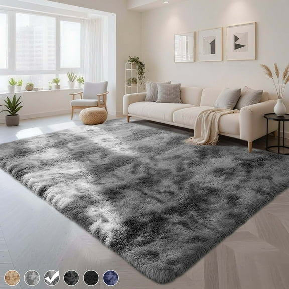 CozyDesg 8ft x 10ft Area Rugs, Soft Fluffy Area Rugs Floor Mat Floor Rugs for Living Room Bedroom Modern Decor Carpet, Dark Gray