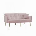 thumbnail image 3 of Modern Velvet Futon Sofa Bed 220cm with Gold Metal Legs, 3 of 6