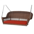 thumbnail image 1 of Afuera Living Balançoire de Porche Suspendue en Osier de Résine Miel avec Coussin, Rouge, 1 of 1