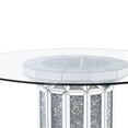 thumbnail image 3 of Benjara Round Glass Top Dining Table with Cross Oval Base- Silver, 3 of 7