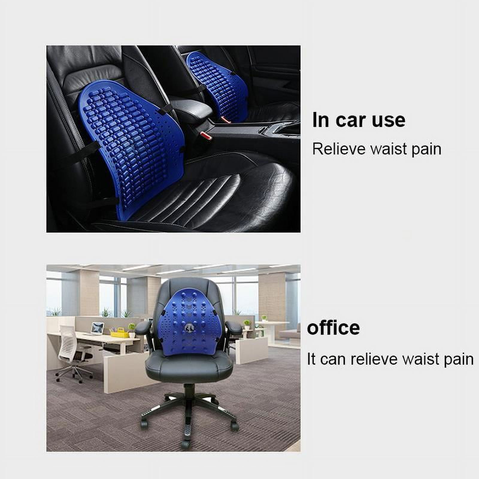 Rey Lumbar Support Pillow, Office Chair and Car Seat Cushion with  Adjustable Straps and CertiPUR-US Certified Memory Foam, Black