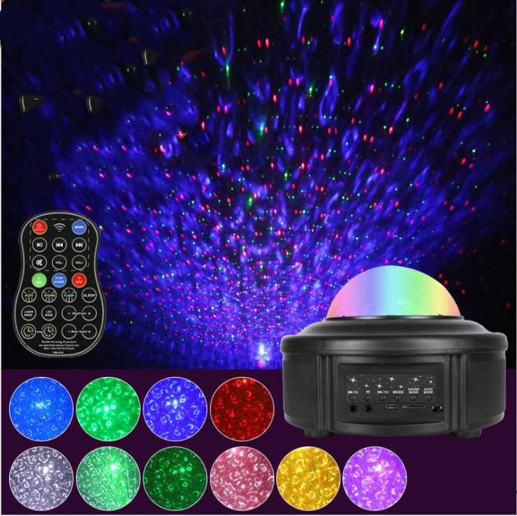 Laser Star Projector Light LED Night Light Projector 3-in-1 Sky Twilight Star Ocean Wave Projection Bluetooth Speaker Voice Control Projector Light for Baby Kids Bedroom Party Home Holidays