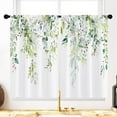 thumbnail image 3 of Green Eucalyptus Leaves Kitchen Window Curtains 26x36 Inch Rustic Spring Blossom Boho Floral Flower Short Cafe Botanical Plant Curtains for Bathroom 2 Panels Window Treatment Tiers Drapes, 3 of 5