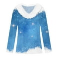 thumbnail image 3 of Christmas Shirts for Women Long Sleeve Tops Fashion Casual Fall Winter Furred V Neck Printed Holiday Graphic Tees Blouses, 3 of 4