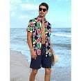 thumbnail image 3 of Aiyino Men's Flower Button Down Hawaiian Outfit Sets Casual Short Sleeve Shirt and Shorts Suits, 3 of 7