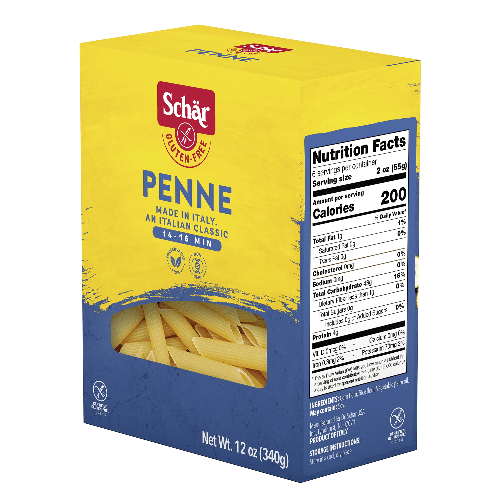 (5 pack) Schar Penne Pasta, Gluten Free Pasta Noodles, 12 oz