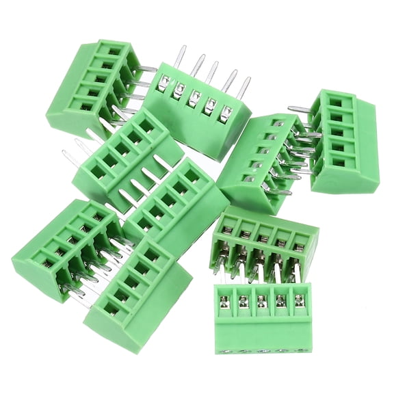 10PCS 5-Pin PCB Mount Screw Terminal Block Connectors 2.54mm/0.1inch Pitch Circuit Board Connectors for Home Appliances, Industrial Projects