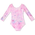 thumbnail image 6 of FFENYAN Pink Butterfly Print Long Sleeve Jumpsuit Gym Suit with Hair Tie Set Perfect Gift for Little Girls Practicing Gymnastics and Dance for 3-11 Years, 6 of 8