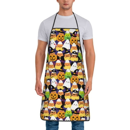 

Xecao Halloween1 Print Funny BBQ Chef Aprons for Men Women Adjustable Kitchen Cooking Aprons with Pocket Waterproof Oil Proof No Pilling Fading