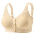 thumbnail image 2 of VONCOS Front Closure Bra for Women Wireless, Full Coverage Wirefree Comfort Bra with Adjustable Straps, Soft Stretch Seamless Beige Everyday T-Shirt Bra,Size L, 2 of 3