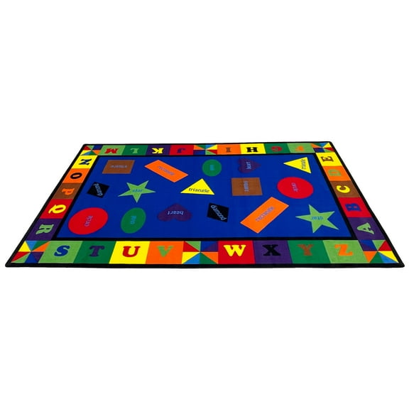 KidCarpet.com Colorful Shapes & Alphabets Educational Learning Preschool Rug with Bright Colors, 6' x 8'6" Rectangle Multicolored Area Rug for Kids Bedroom, Toddler Classroom and Baby Playroom