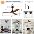 thumbnail image 6 of 52 Inch Solid Wood Ceiling Fan With Dimmable LED Light Kit And Remote Control 6 Speed DC Motor For Living Room Bedroom Patio Indoor Use Matte Black, 6 of 9