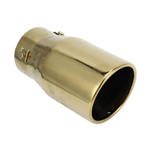 Unique Bargains 1 Pc Slant Cut Exhaust Tip 1.6" - 3.0" Inlet Stainless Steel Gold Tone