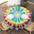 thumbnail image 3 of Colorful Rainbow Tie Dye Spiral Pattern Round Tablecloth 60"x60",Wrinkle Wipeable Table Cloth for Kitchen Dining Room Picnic Patio Party, 3 of 6