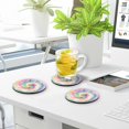 thumbnail image 7 of Rainbow Tie Dye Swirl Hippie Circle Batik Drinks Coasters, Non-Scratch Cork Base Round Cups Mats for Home Kitchen Bar Decor, 7 of 7