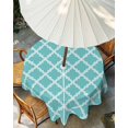thumbnail image 3 of Outdoor Tablecloth with Umbrella Hole, Quatrefoil Moroccan Pattern Spillproof Waterproof Outdoor Table Cover, Geometric Aqua Morocco Patio Tablecloths for Party/Garden/Picnic, Round 54 inch, 3 of 9
