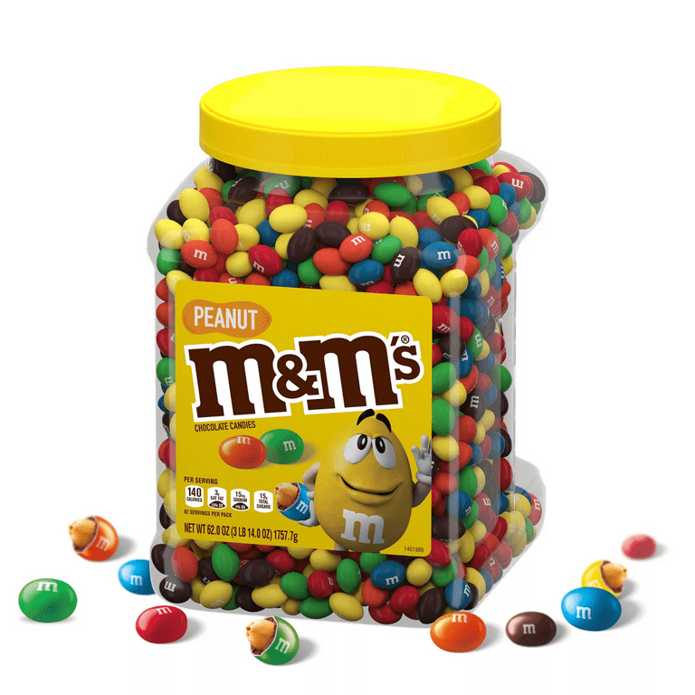 M&M'S Chocolate Candy Bulk Jar, Peanut Milk Chocolate Candy, 62 oz.