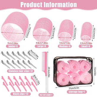 41pCS Hair Rollers With Clips-4 Sizes 24 Hair Curlers Rollers For Hair Volume 16 Clips & Comb- 64mm 46mm 35mm 28mm-Jumbo Large Medium Small Big