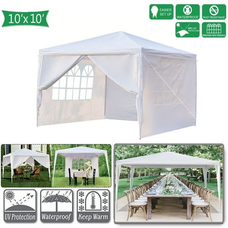 Topcobe 10' x 10' Canopy Tents for Outside, Easy Set up Canopy Tent for Camping with 4 Removable Sidewalls, Waterproof Folding Canopy Wedding Tent for Party Beach Commercial Event Gazebo Pavilion