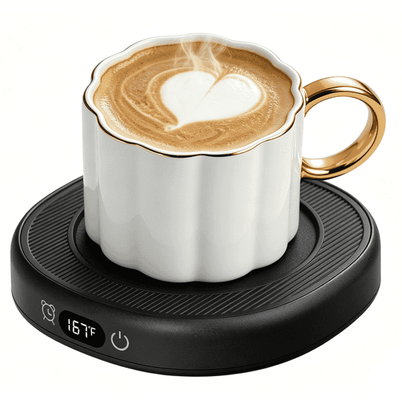 Coffee Mug Warmer with 4 Temperature Settings & Auto Shut Off, Electric Smart Cup Warmer for Desk, 8H Timer Beverage Heater for Coffee, Tea, Water, Milk (Black)